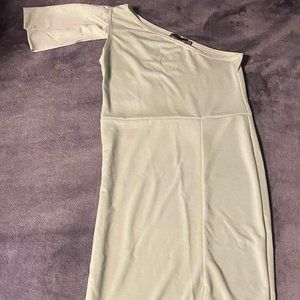 Prettylittlething Sage Green One Shoulder Dress